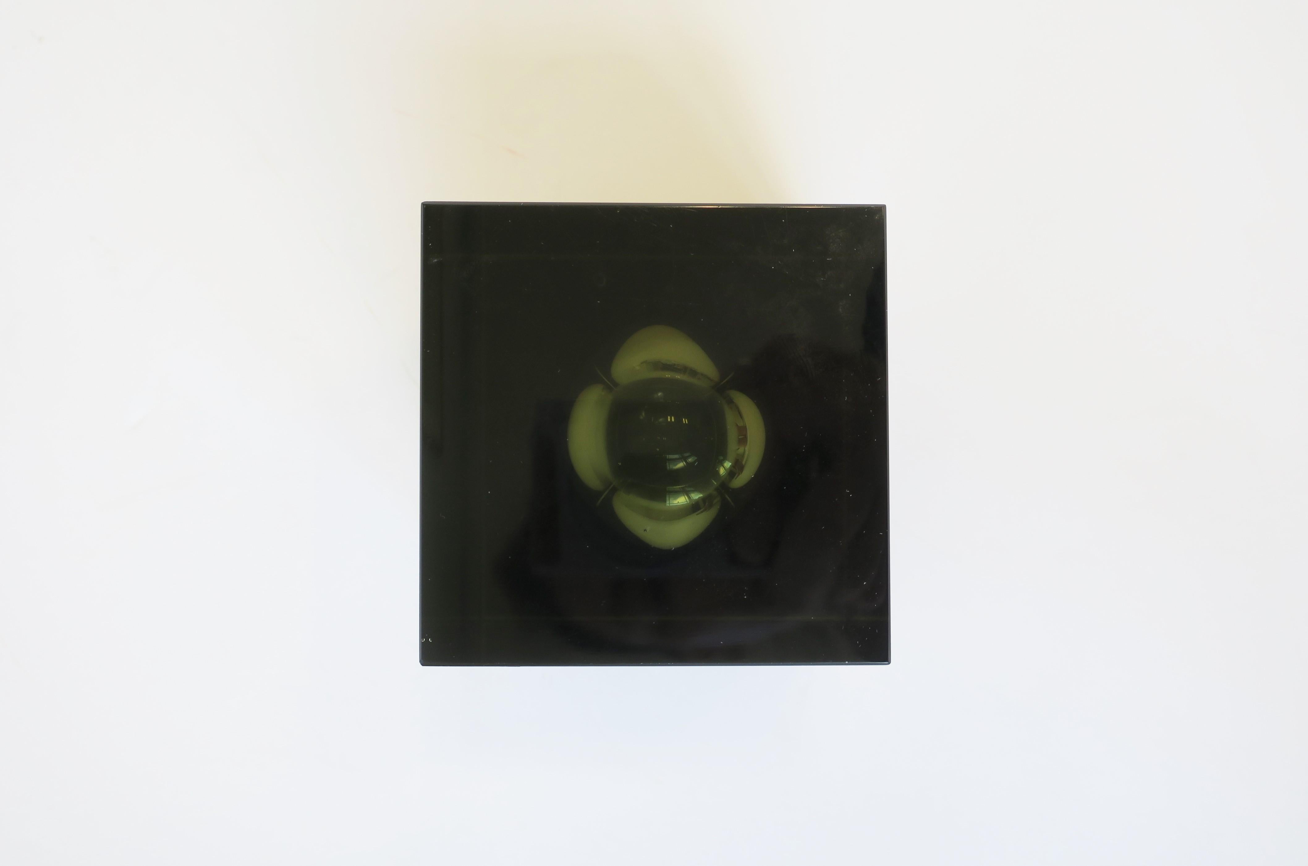 20th Century Japanese Smoked Black Crystal Cube Decorative Object
