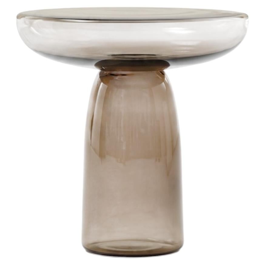Smoked Blown Glass Coffee Table and Side Table - Mogg Olo Glass 45 cm 17.7 in For Sale