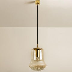 Pendelleuchte aus braunem Rauchglas und Messing von Peill & Putzler, 1960er Jahre