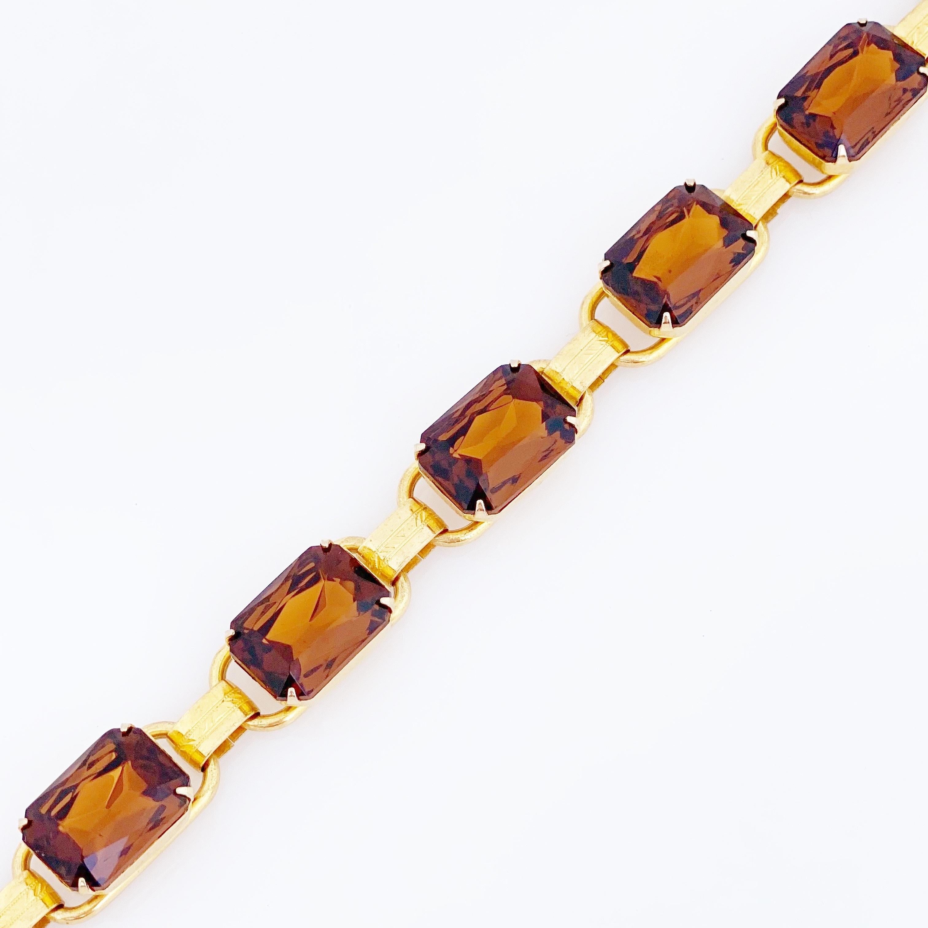Collier à collier en cristal et topaze marron fumée, années 1960 Bon état - En vente à McKinney, TX