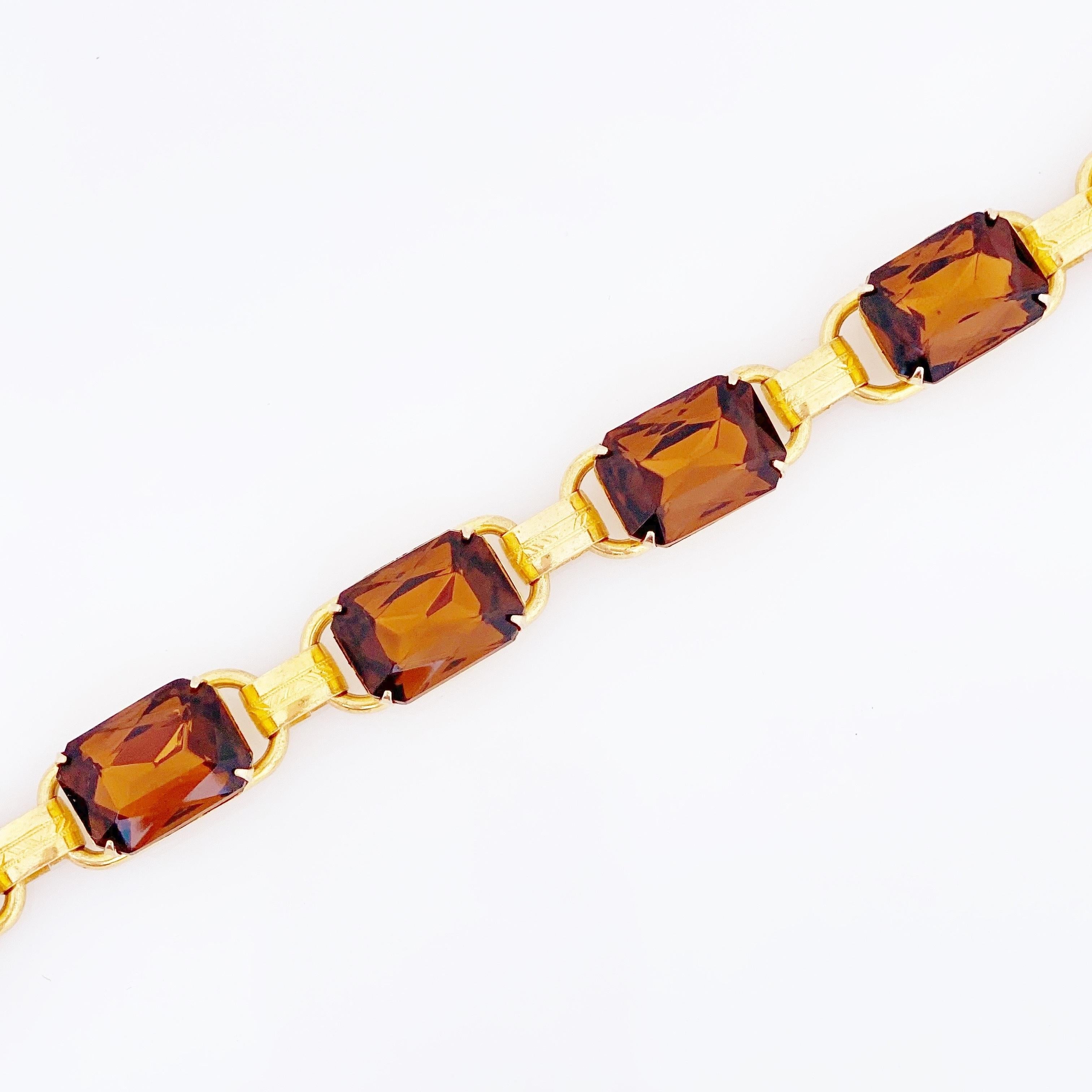 Collier à collier en cristal et topaze marron fumée, années 1960 Pour femmes en vente