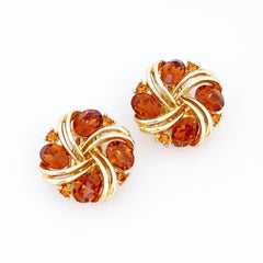 Smoked Brown Topaz Crystal Pinwheel Earrings By Lisner, 1960s