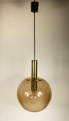 Smoked Bubble Glass Globe Pendant by Glashutte Limburg