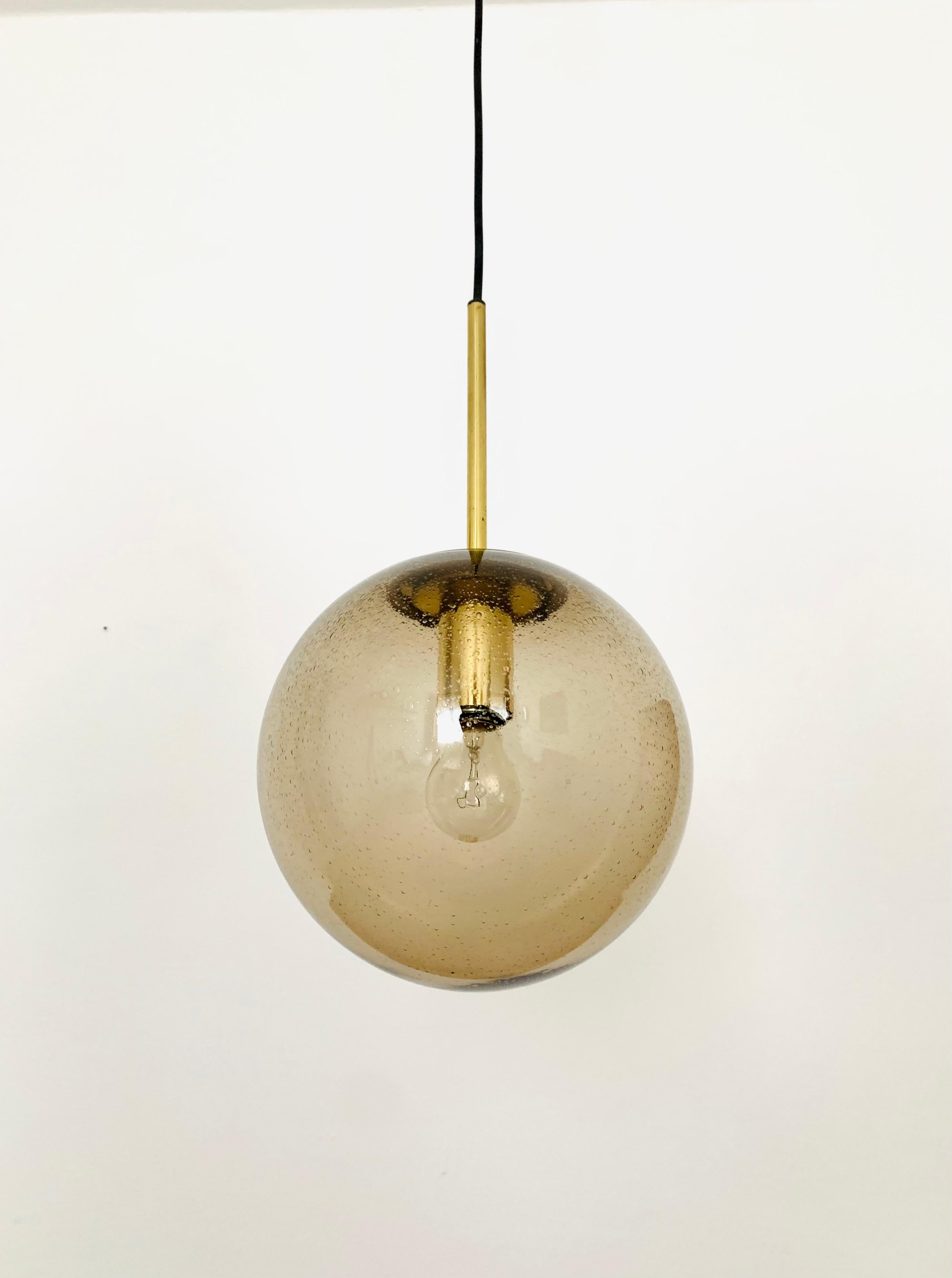 German Smoked Bubble Glass Pendant Lamp by Limburg For Sale