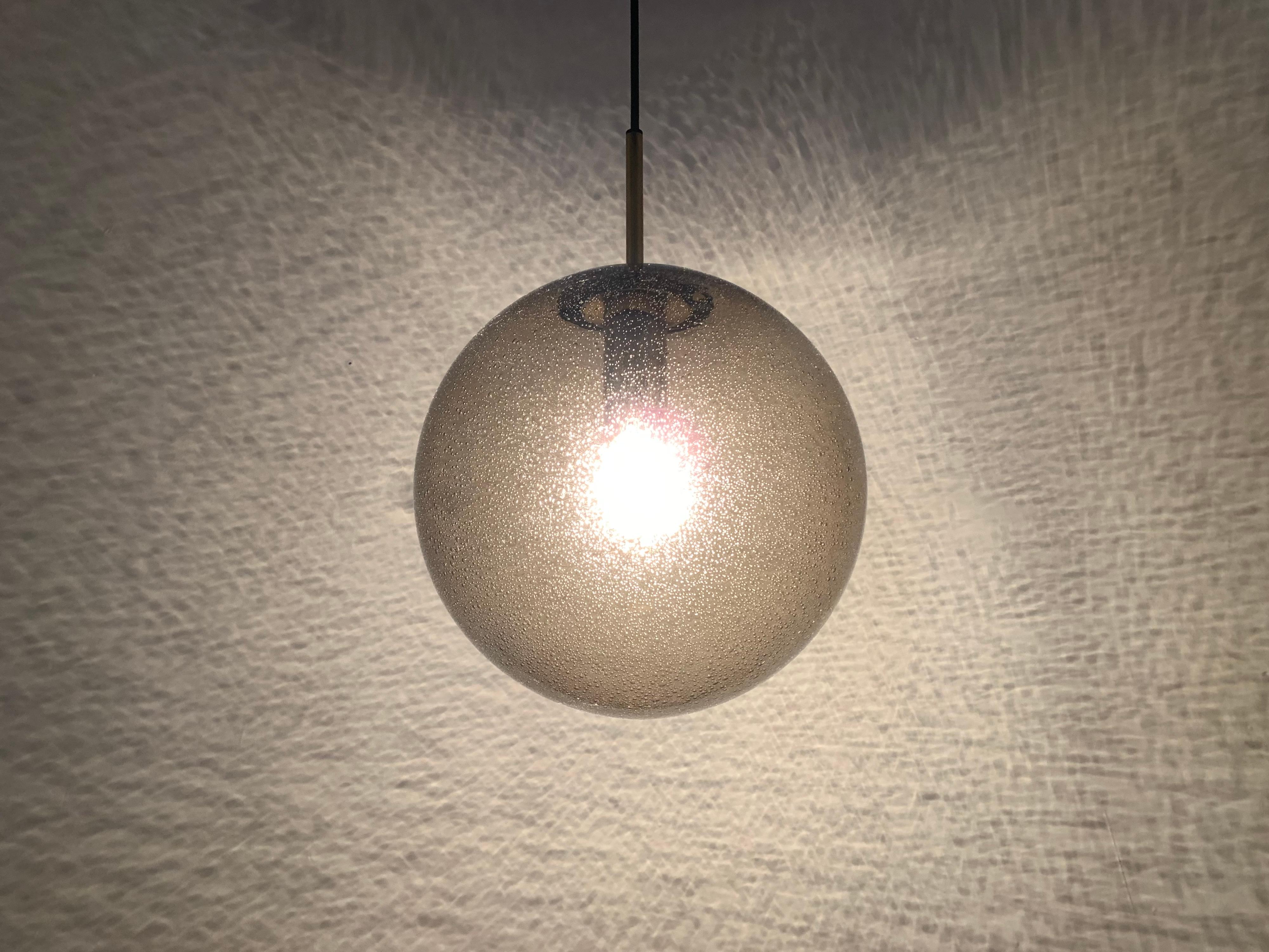 Smoked Bubble Glass Pendant Lamp by Limburg For Sale 1