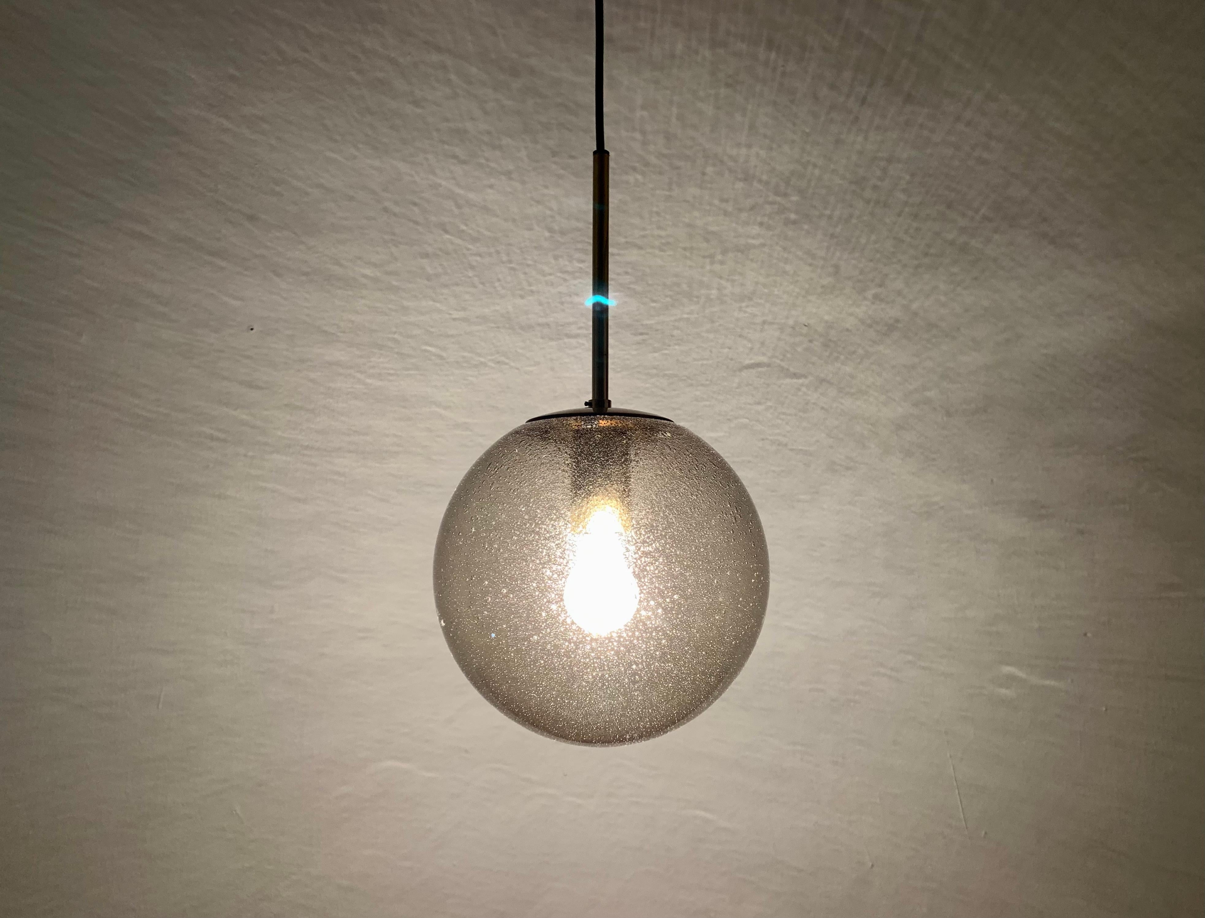 Smoked Bubble Glass Pendant Lamp by Limburg For Sale 1