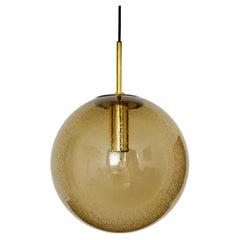 Vintage Smoked Bubble Glass Pendant Lamp by Limburg