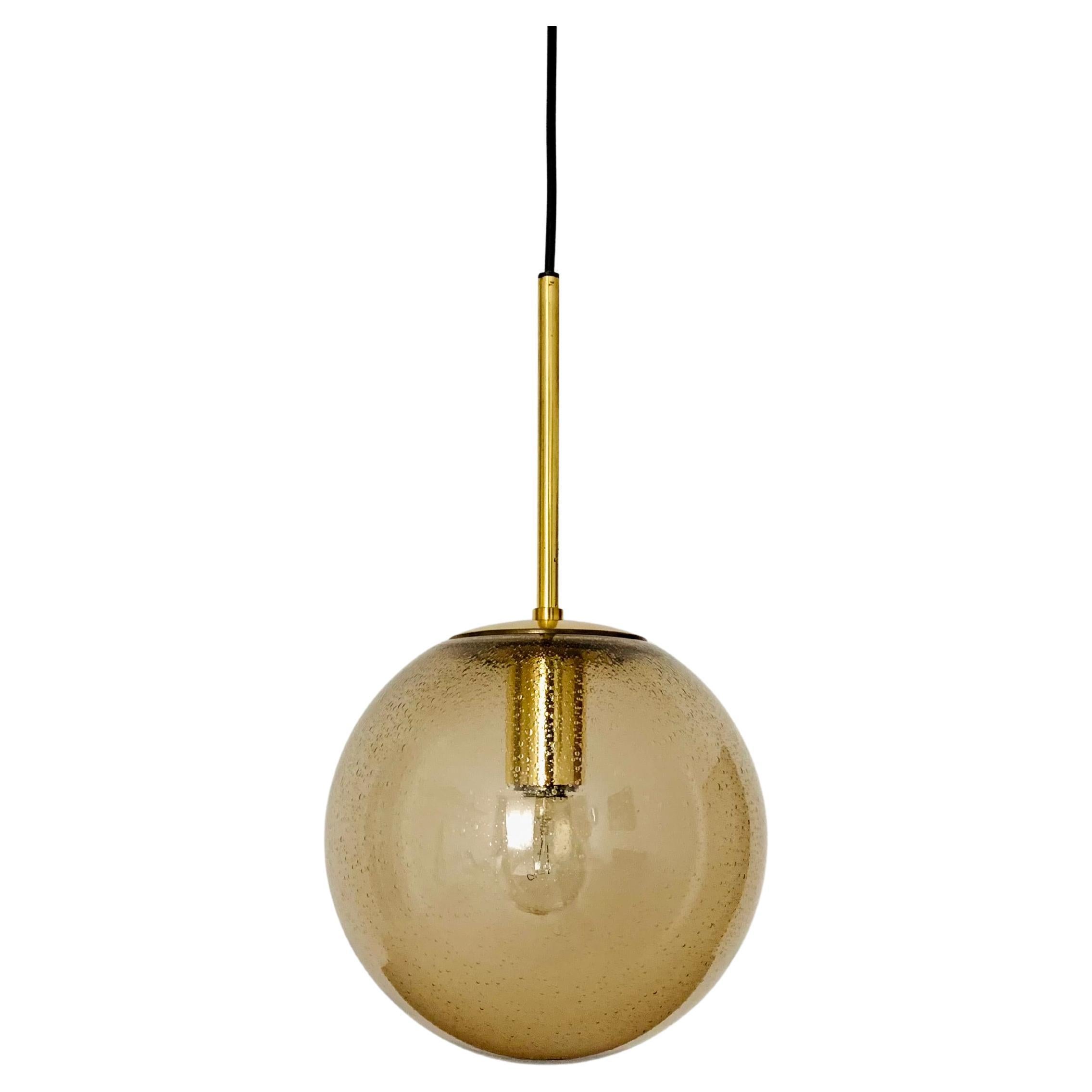 Smoked Bubble Glass Pendant Lamp by Limburg en vente