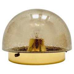 Vintage Smoked Bubble Glass Wall Lamp or Flush Light by Glashütte Limburg