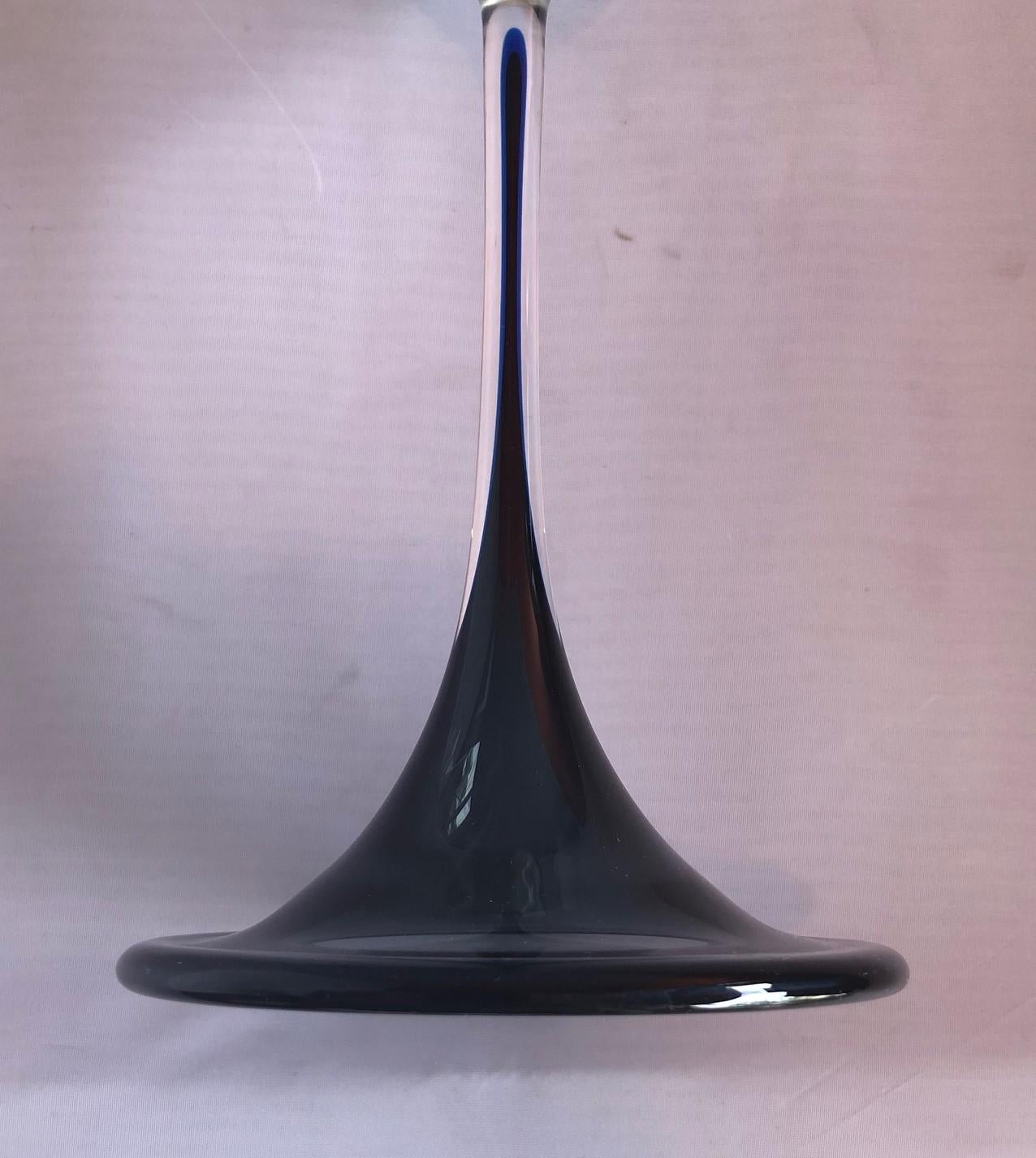 Smoked Charcoal Tulip Vase by Nils Landberg for Orrefors In Excellent Condition In San Diego, CA