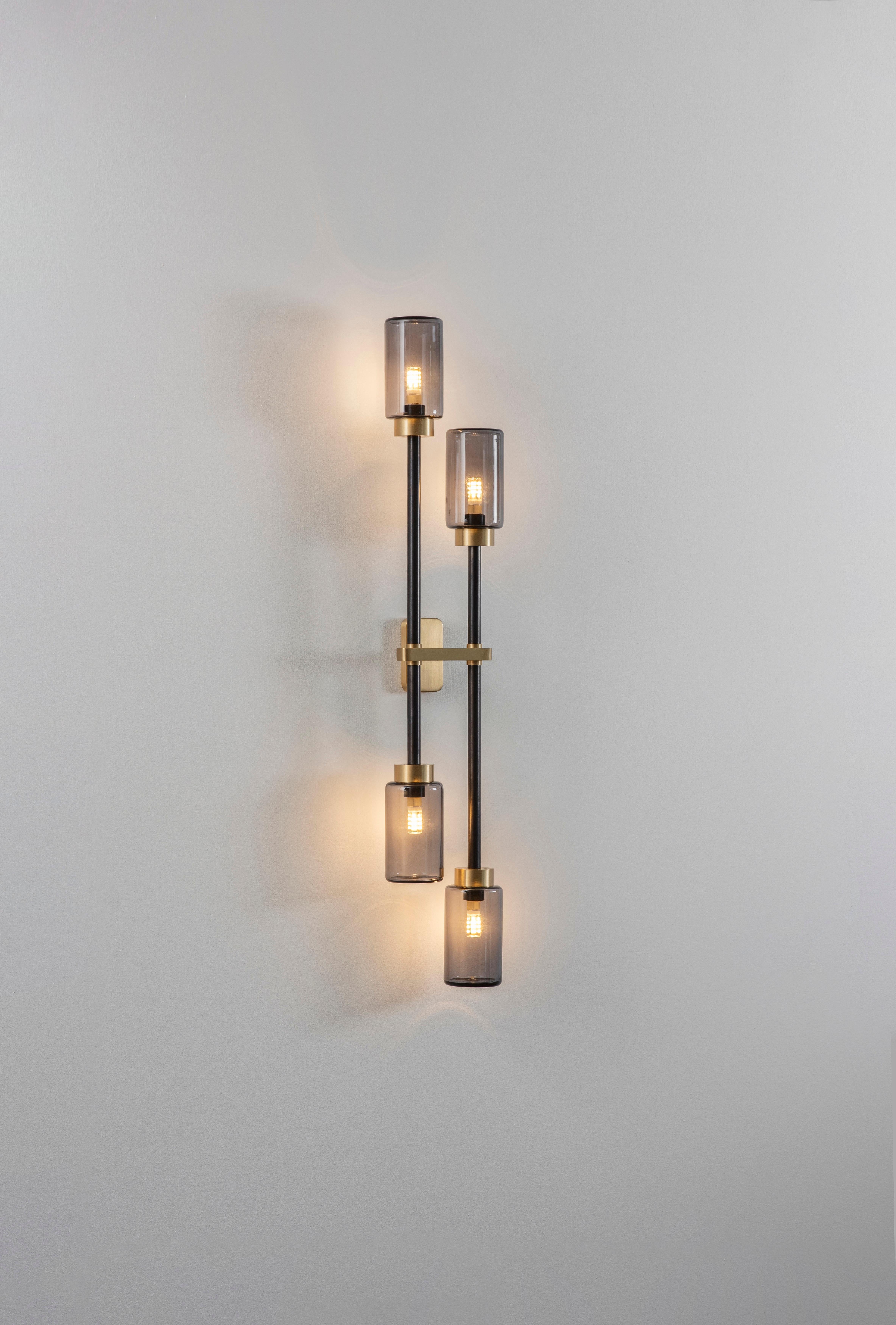 Modern Smoked Farol Double Wall Light by Bert Frank For Sale