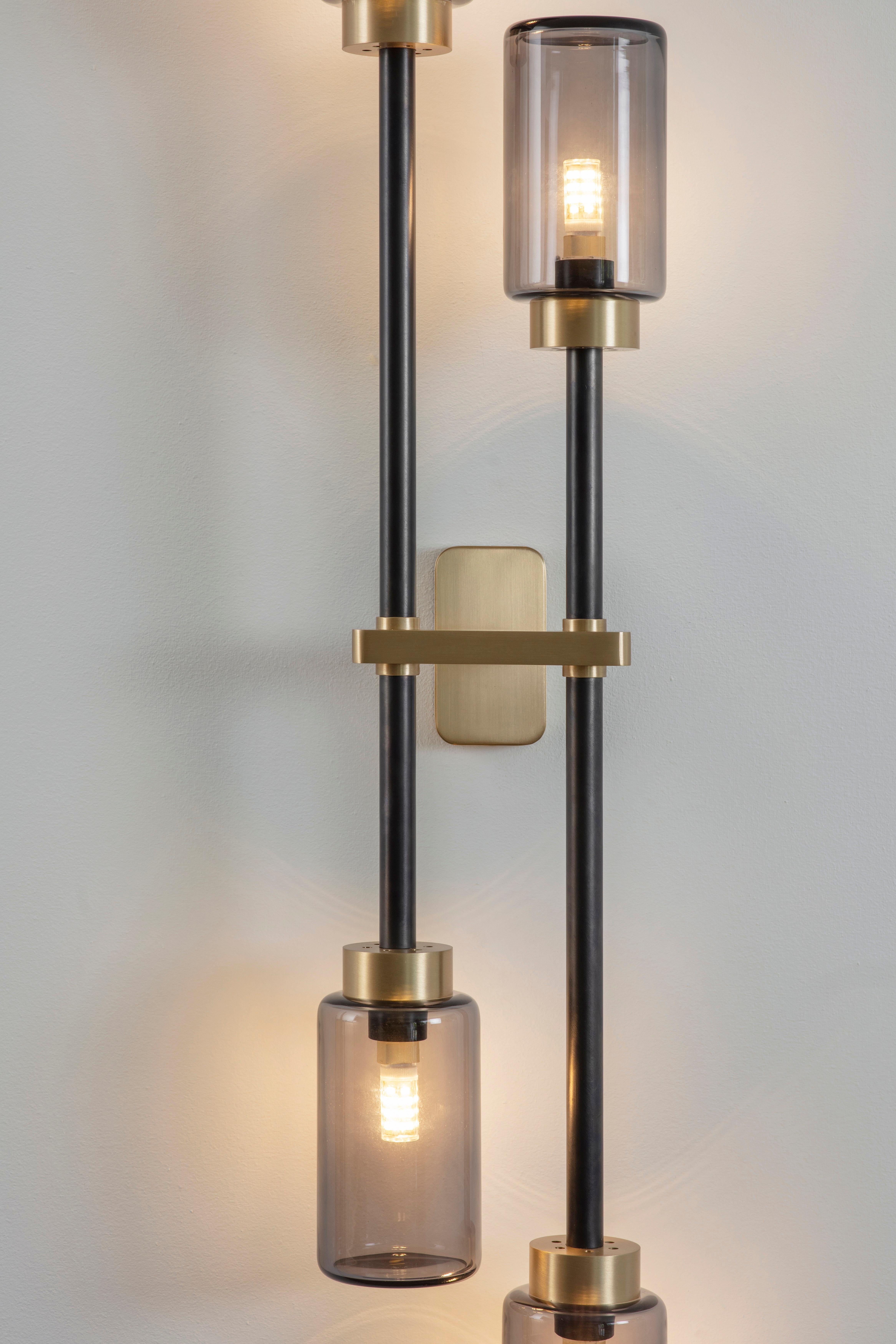Contemporary Smoked Farol Double Wall Light by Bert Frank For Sale