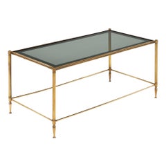 Vintage Smoked Glass and Brass Coffee Table
