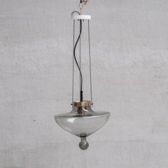 Smoked Glass and Brass RAAK Pendant Light (2 Available)