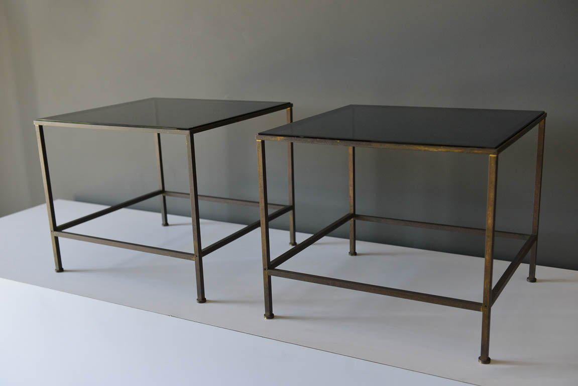 Smoked Glass and Brass Side or End Tables by Finn Andersen for Selig, ca. 1965 In Good Condition In Costa Mesa, CA