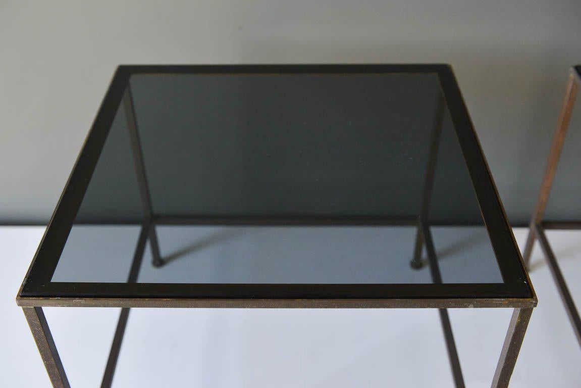 Smoked Glass and Brass Side or End Tables by Finn Andersen for Selig, ca. 1965 3