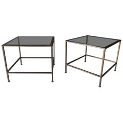 Smoked Glass and Brass Side or End Tables by Finn Andersen for Selig, ca. 1965