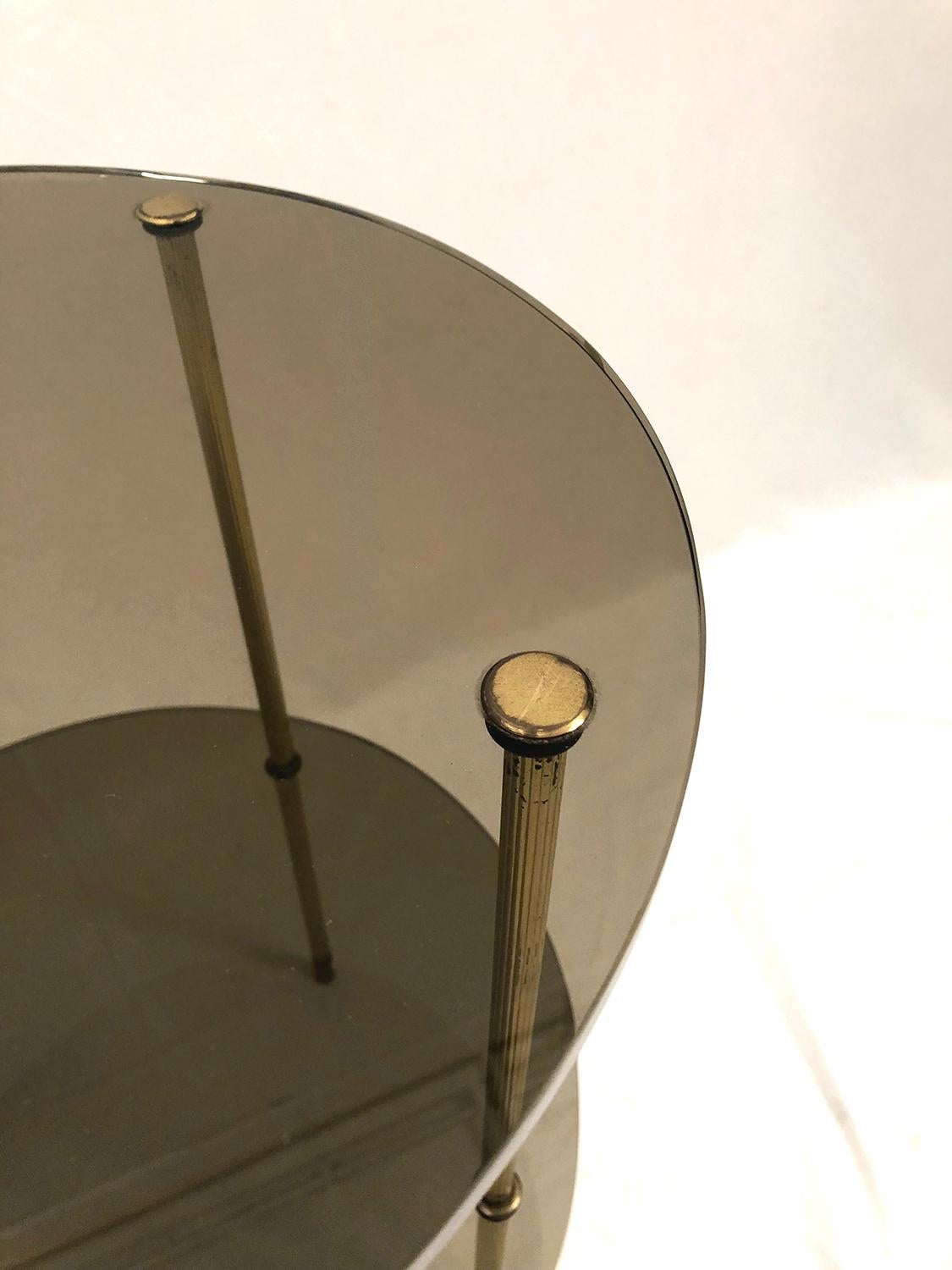 Smoked Glass and Brass Side Table For Sale 1