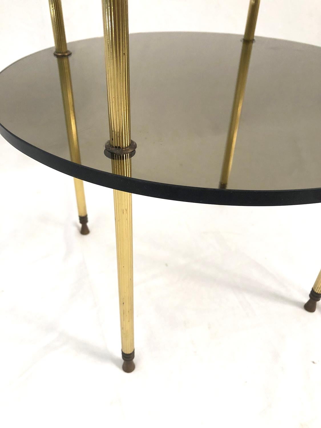 Smoked Glass and Brass Side Table For Sale 2