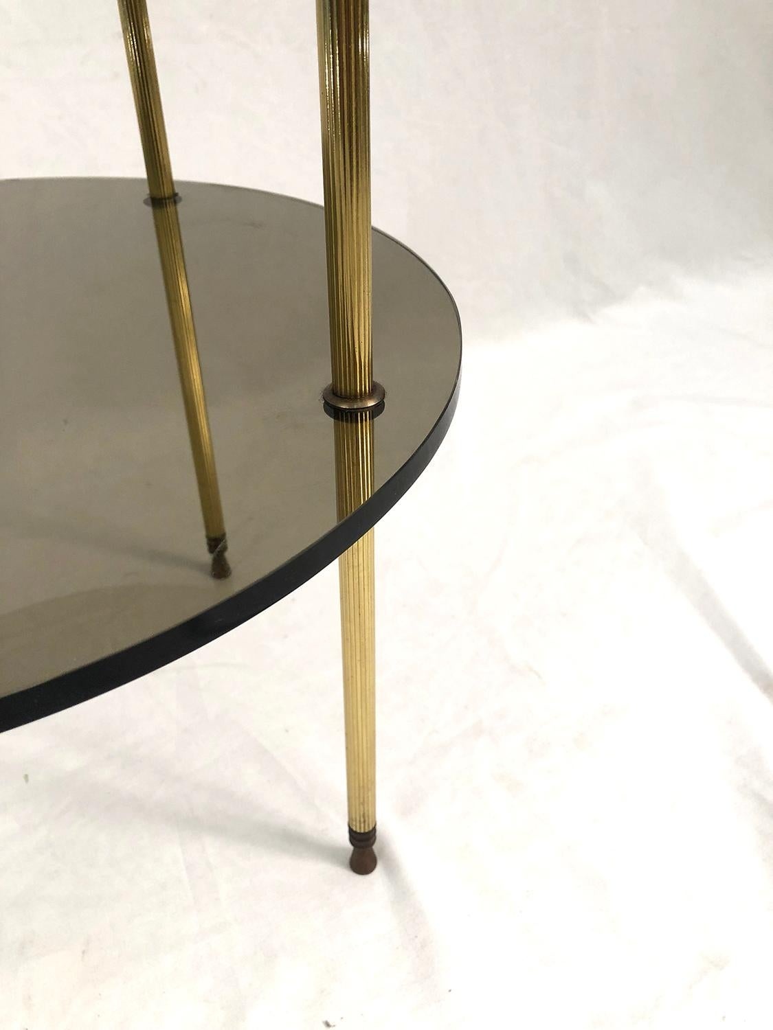 Smoked Glass and Brass Side Table For Sale 3