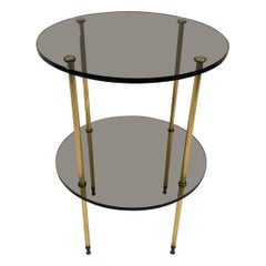 Smoked Glass and Brass Side Table