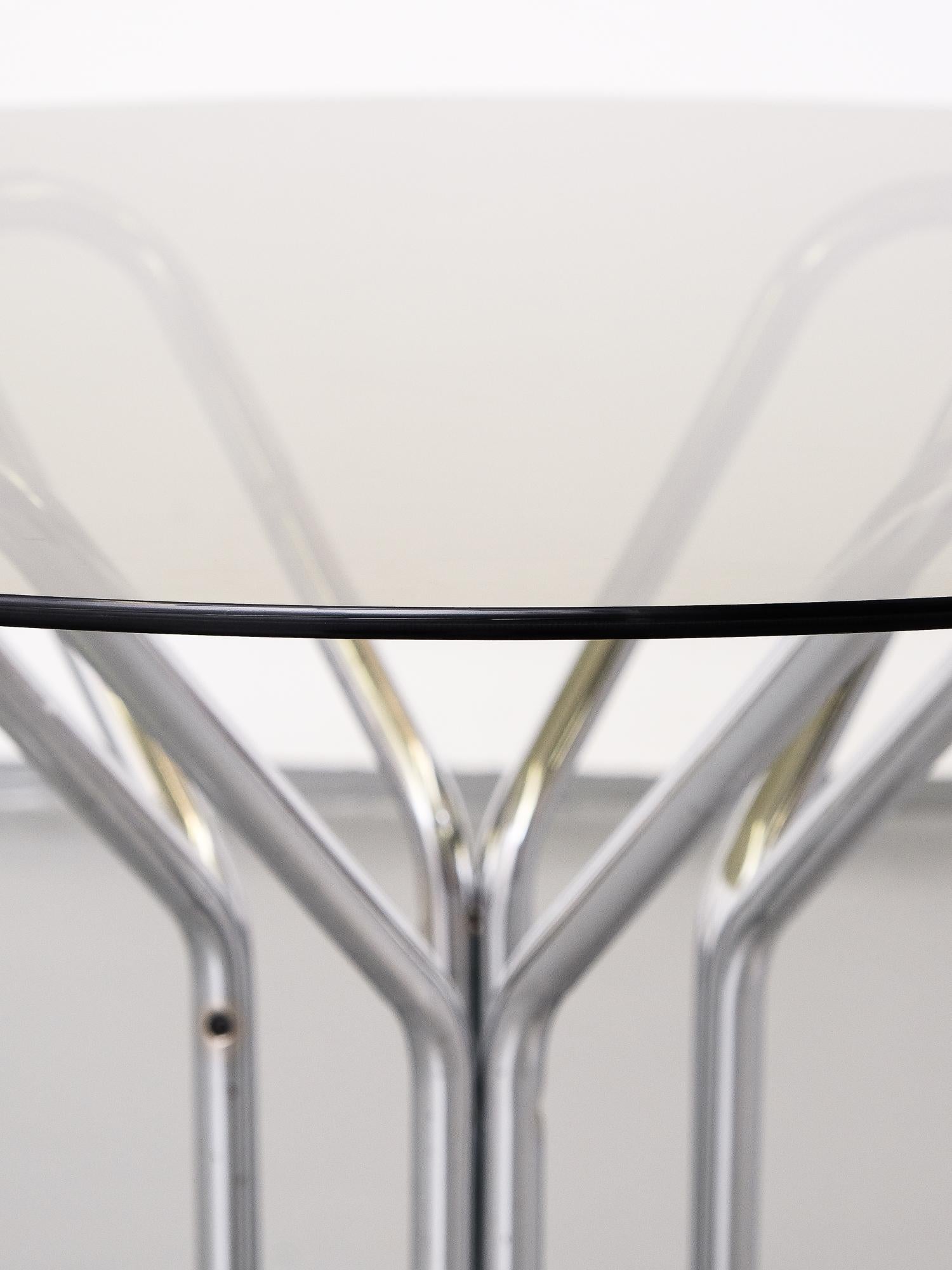 Italian Smoked Glass and Chrome Dining Table, Italy, 1970s