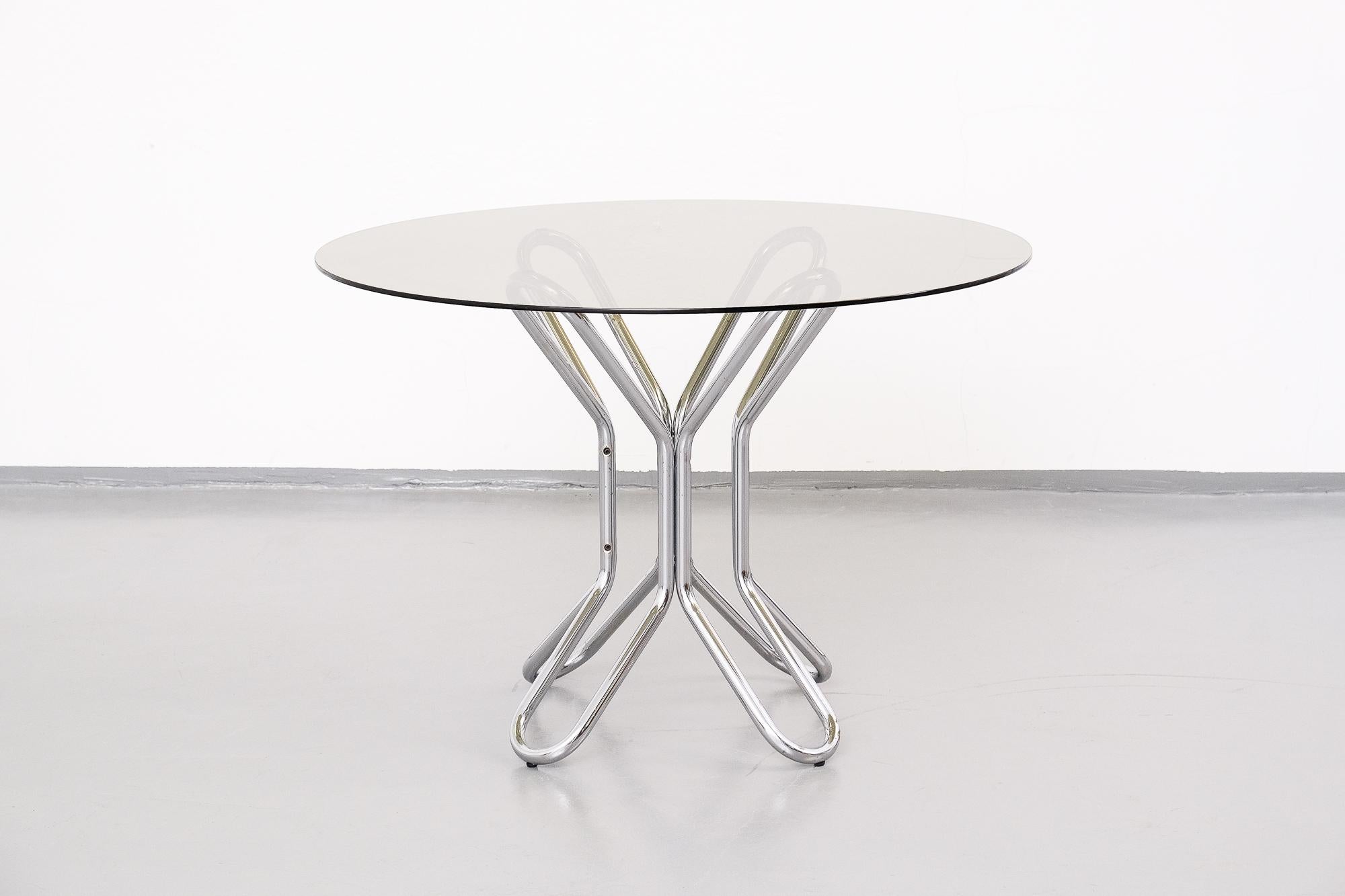 Late 20th Century Smoked Glass and Chrome Dining Table, Italy, 1970s