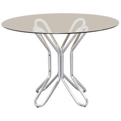 Smoked Glass and Chrome Dining Table, Italy, 1970s