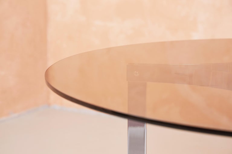Smoked Glass And Chrome Dining Table, Richard Young for Merrow Associates, 1960 In Good Condition For Sale In London, GB