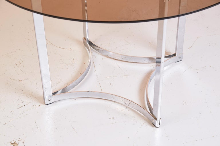 Mid-20th Century Smoked Glass And Chrome Dining Table, Richard Young for Merrow Associates, 1960 For Sale