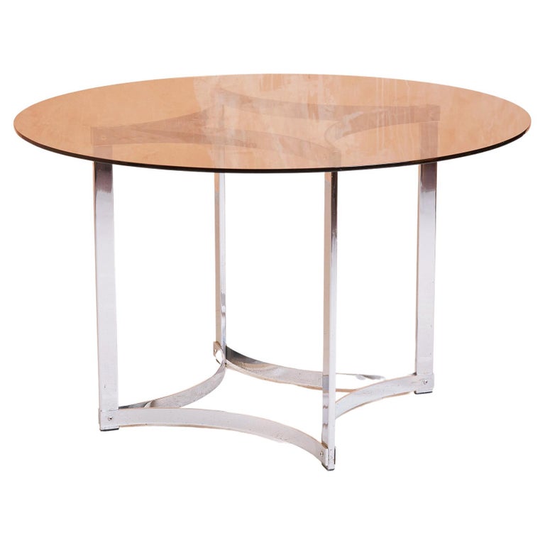 Smoked Glass And Chrome Dining Table, Richard Young for Merrow Associates, 1960 For Sale