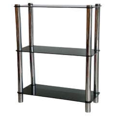 Smoked Glass and Chrome Frame Shelves Italy 1970s