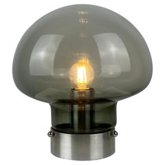 Smoked Glass and Chrome Peill and Putzler Mushroom Table Lamp 1970