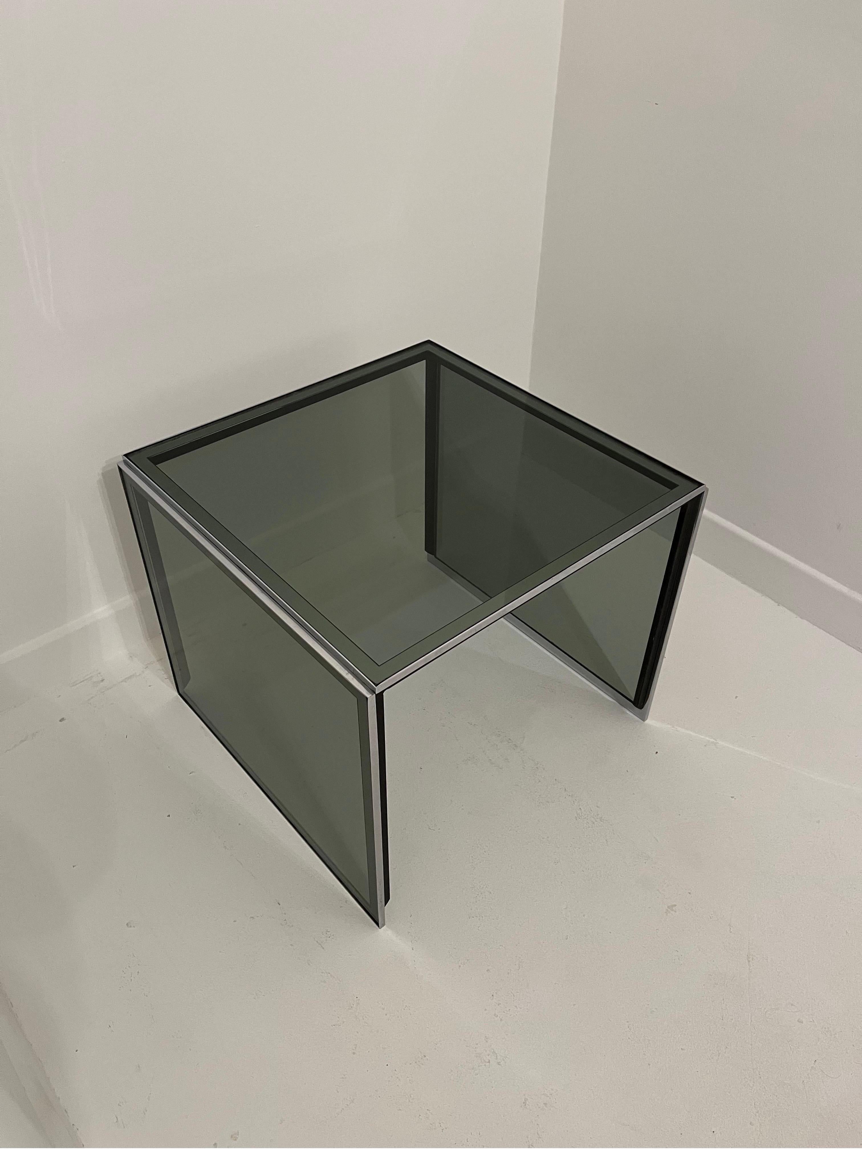 Smoked Glass And Chrome Side Table - c1970s - Romeo Rega Zevi  For Sale 4