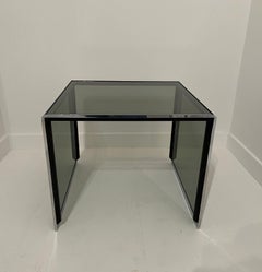 Smoked Glass And Chrome Side Table - c1970s - Romeo Rega Zevi