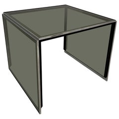 Smoked Glass And Chrome Side Table - c1970s - Romeo Rega Zevi