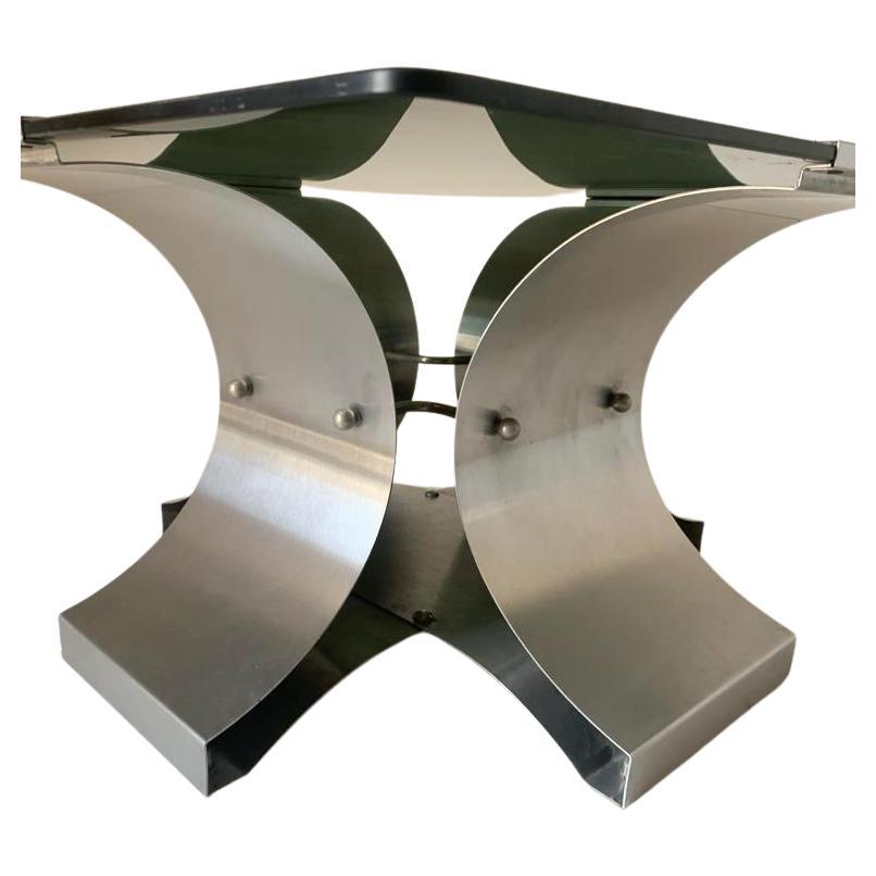 Table basse carrée en verre fumé et acier, Francois Monnet pour Kappa, France en vente 1