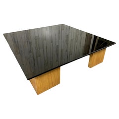 Smoked Glass and Wood Coffee Table
