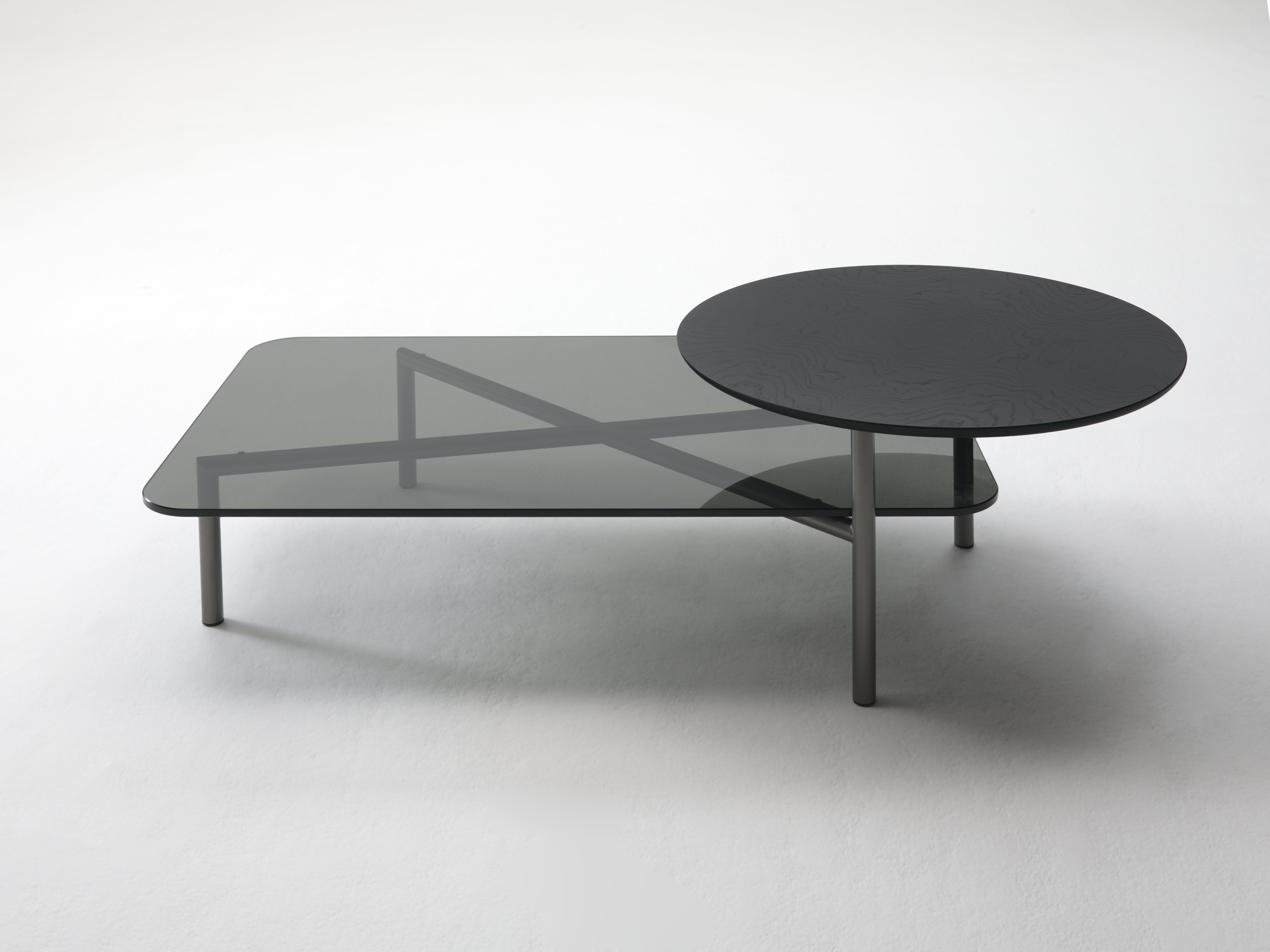 Moderne Table basse à plateau en verre fumé de Rodolfo Dordoni en vente