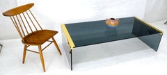 Smoked Glass & Brass 62x30 Rectangle Pace Collection Coffee Table Clean!