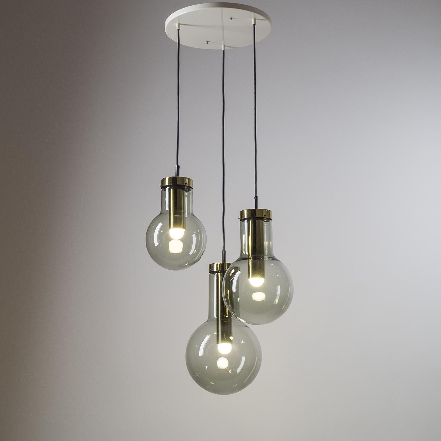 Mid-Century moderno Lampadario in vetro fumé di RAAK, anni '70 in vendita