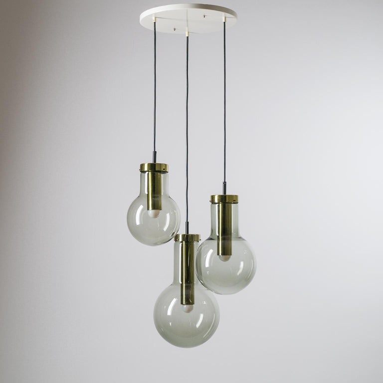 Late 20th Century Smoked Glass Chandelier by RAAK, 1970s For Sale