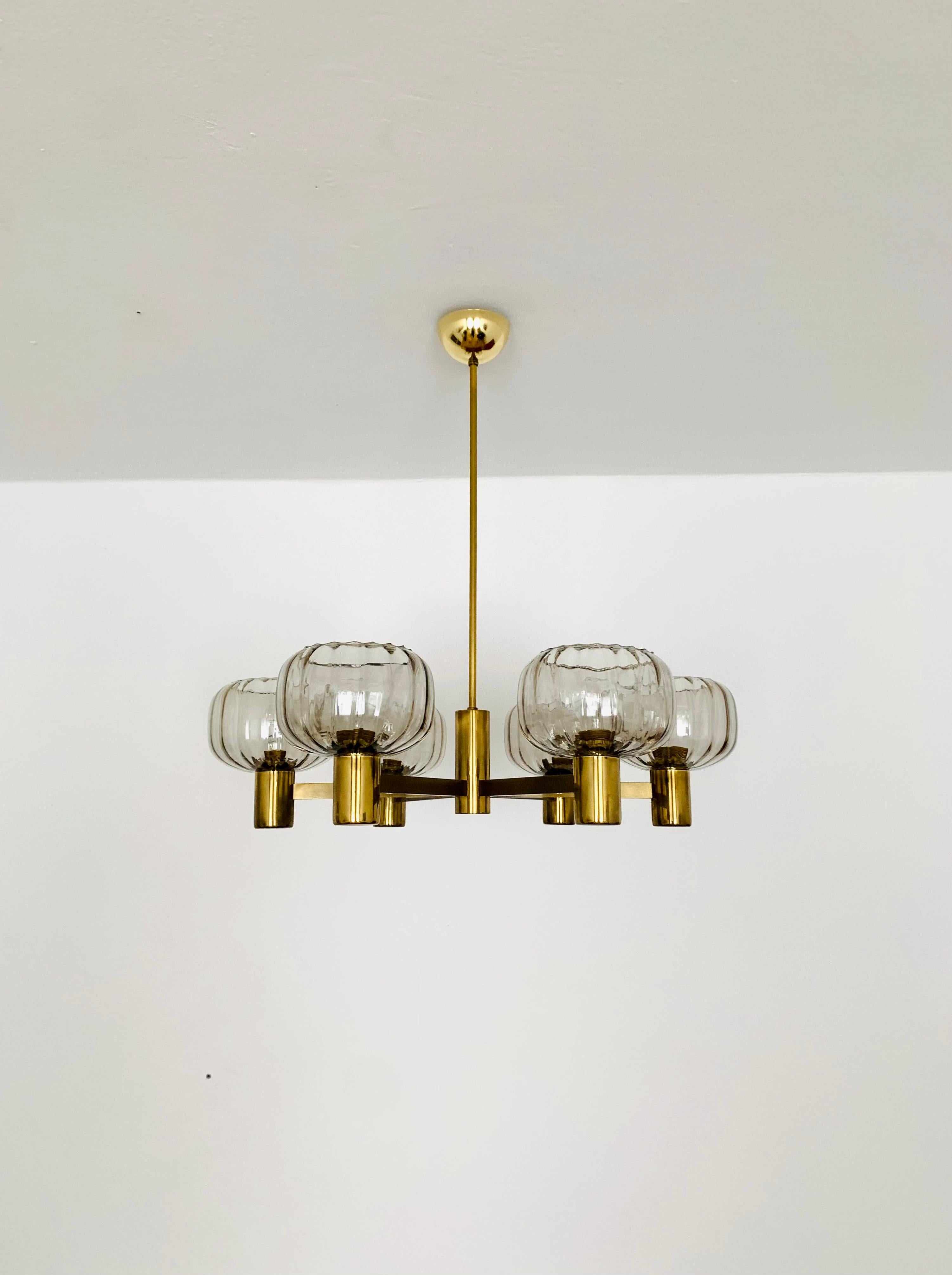 Mid-Century Modern Smoked Glass Chandelier For Sale