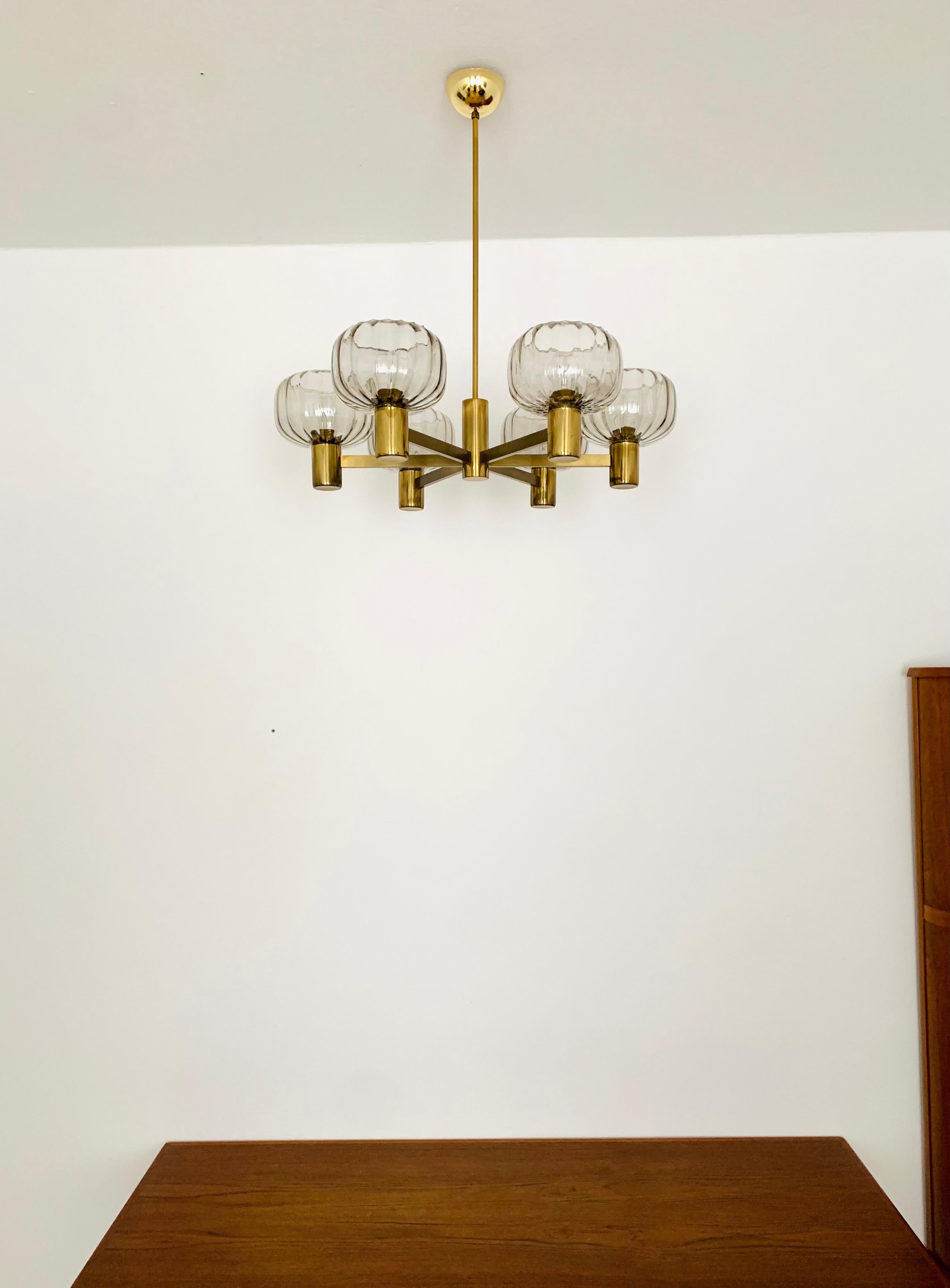 German Smoked Glass Chandelier For Sale