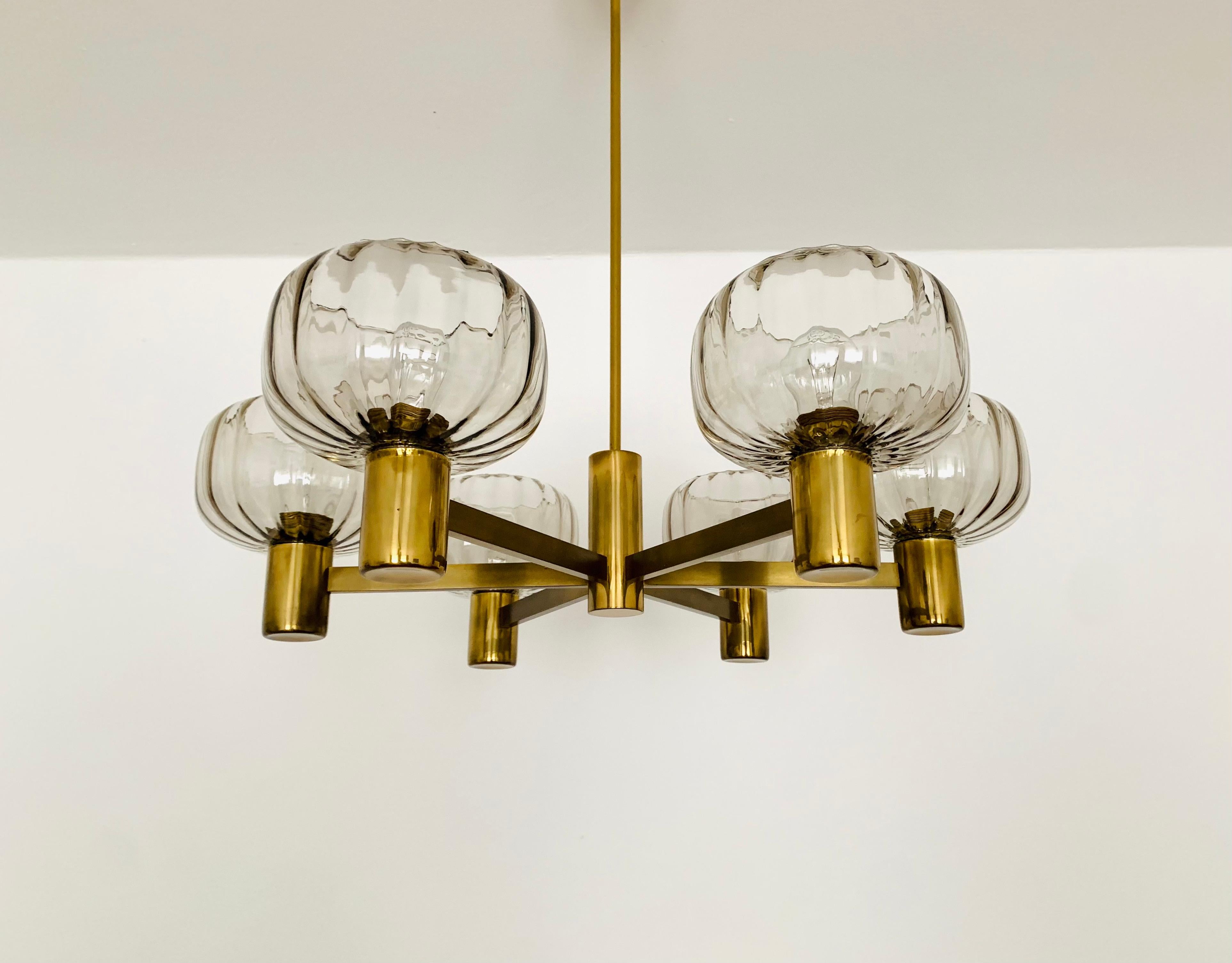 Mid-20th Century Smoked Glass Chandelier For Sale