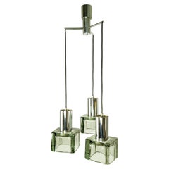 Smoked Glass & Chrome Plated Metal 1960s 3-lights pendant by F. Poli for Seguso