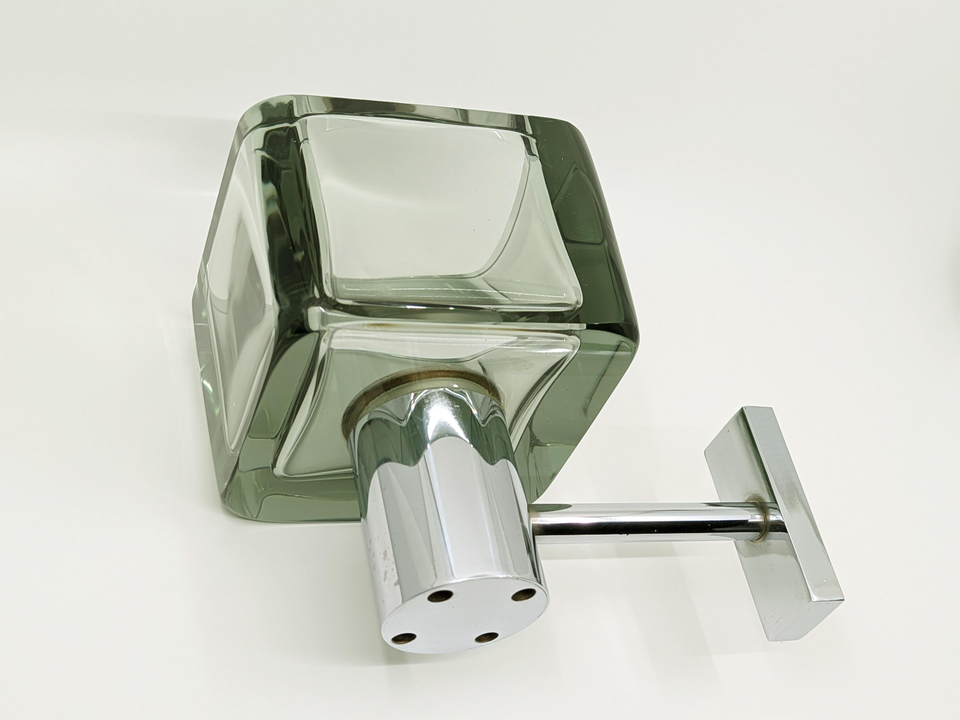 Metallo Appliques in vetro fumé e metallo cromato degli anni '60 di F. Poli per Seguso, set di 3 in vendita
