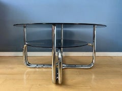 Smoked Glass Chrome Space Age Coffee Table, 1970s