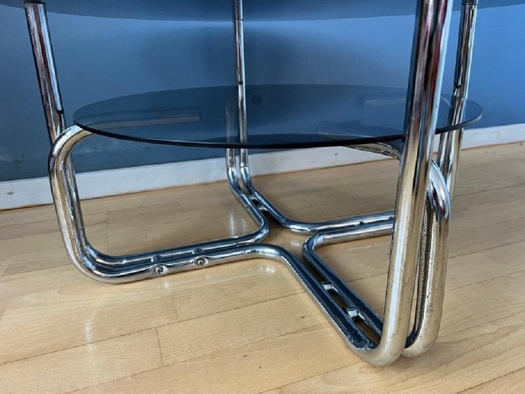 20th Century Smoked Glass Chrome Space Age Coffee Table, 1970s