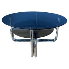 Smoked Glass Chrome Space Age Coffee Table, 1970s